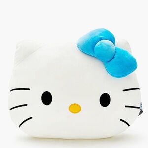 Hello Kitty Sanrio Pillow Blue PLUSH EMBROIDERED Accent Decorative NEW 16” X 12”